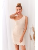 Fitted one-shoulder dress, beige 08210 - Online store - Boutique